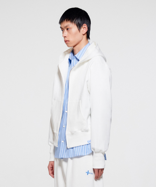 UNISEX ERA HEAVY HOODED ZIP-UP - WHITE