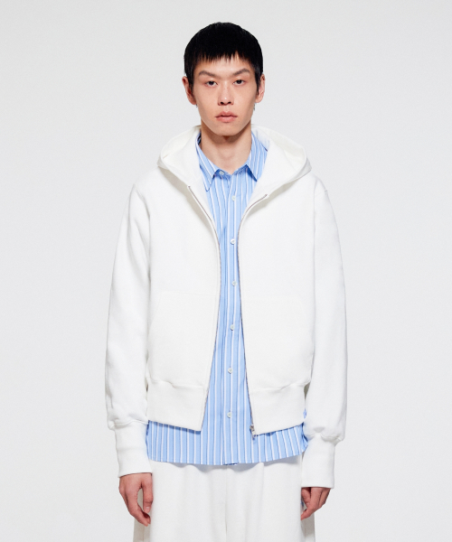 UNISEX ERA HEAVY HOODED ZIP-UP - WHITE