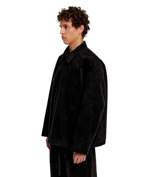 MEN SUEDE EFFECT OVERSIZED JACKET - BLACK