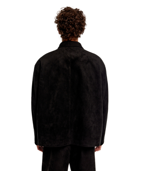 MEN SUEDE EFFECT OVERSIZED JACKET - BLACK