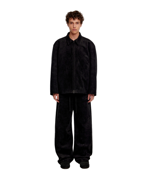 MEN SUEDE EFFECT OVERSIZED JACKET - BLACK