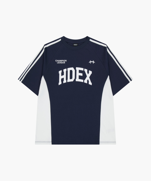 Side Color Block Short Sleeve Navy