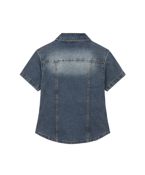 Western Slim Denim Short Shirts DCWSH002BlueA thumbnail 3