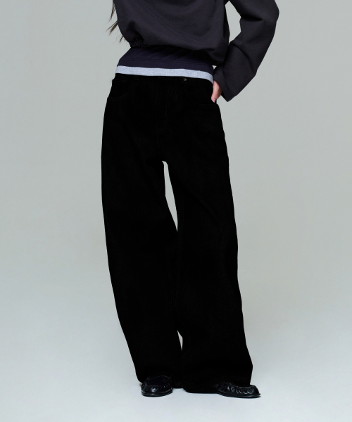 WOMEN ERA WIDE FIT DENIM PANTS - BLACK