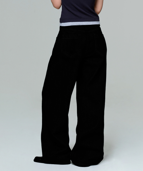 WOMEN ERA WIDE FIT DENIM PANTS - BLACK