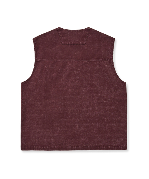 WASHED RIPSTOP WORK VEST - BURGUNDY