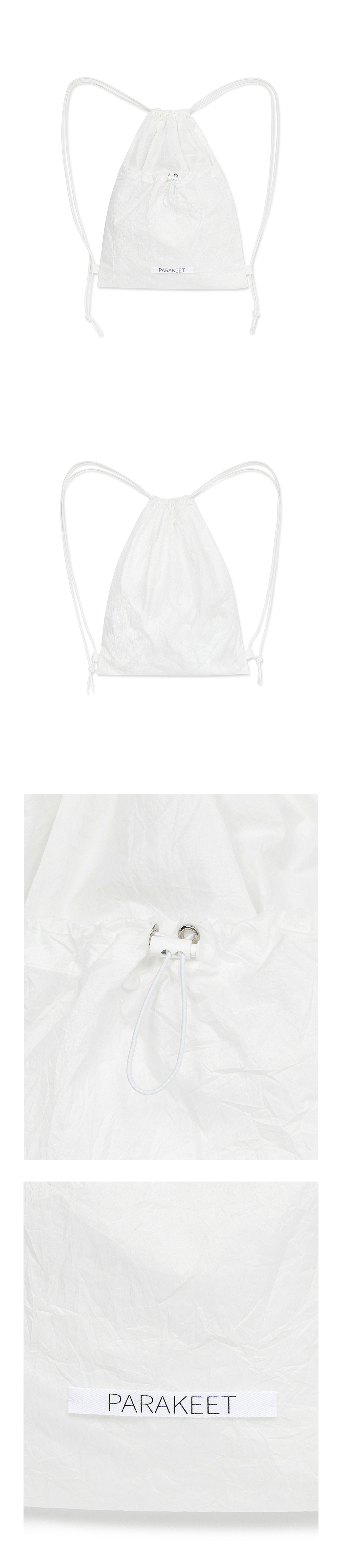 【韓国製品】PARAKEET Crinkle Gym Sack クリームカラー MUSINSA | PARAKEET Crinkle Gym Sack (White)