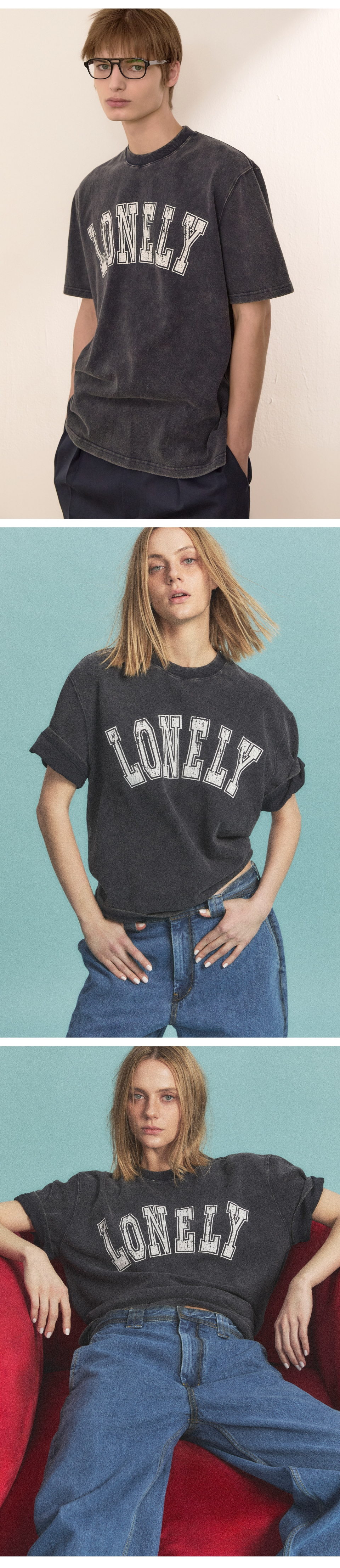 ★NOHANT★LONELY/LOVELY SALT WASHING SHORT SLEEVE T-SHIRT LONELY/LOVELY SALT WASHING SHORT SLEEVE T-SHIRT CHARCOAL