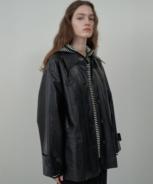 Кожаный полужакет Black