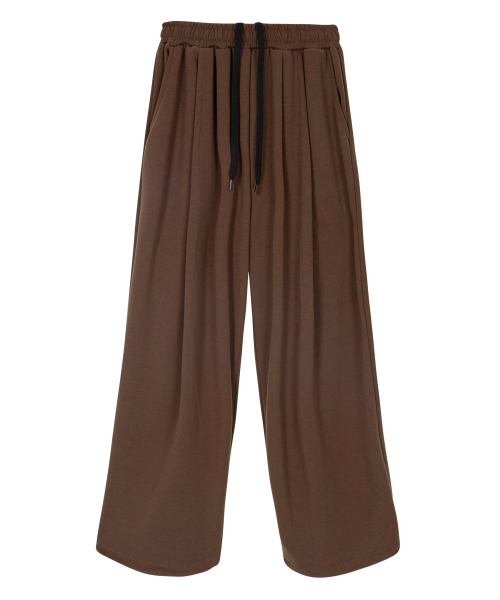 Two-Tuck Hidden String Wide Sweat Pants
