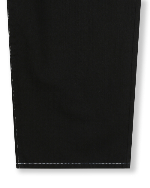 WIDE FIT TWO TUCK LINEN DENIM PANTS BLACK