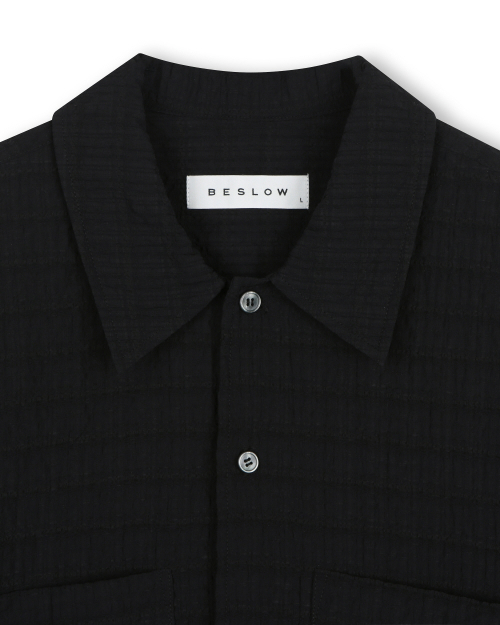 RELAXED CHECK HALF SHIRT BLACK
