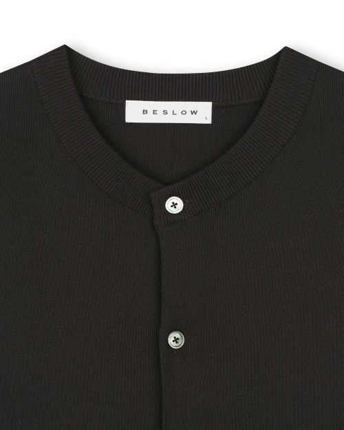 FINE KNIT HALF SLEEVE CARDIGAN BROWN