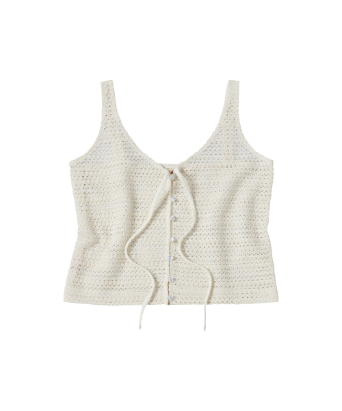 W CROCHET RIBBON VEST [IVORY]