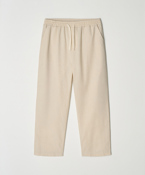 Banding Crop Linen Wide Pants