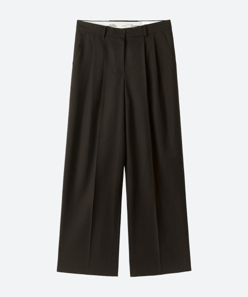 Wide Two-Tuck Slacks / Cacao