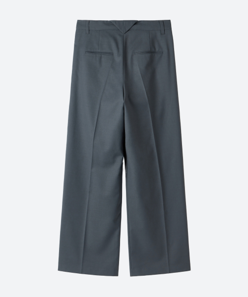 Wide Two-Tuck Slacks / Blue Gray