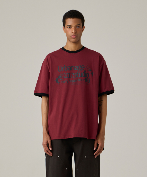 STUDIO Ringer Oversized T-Shirt Khaki