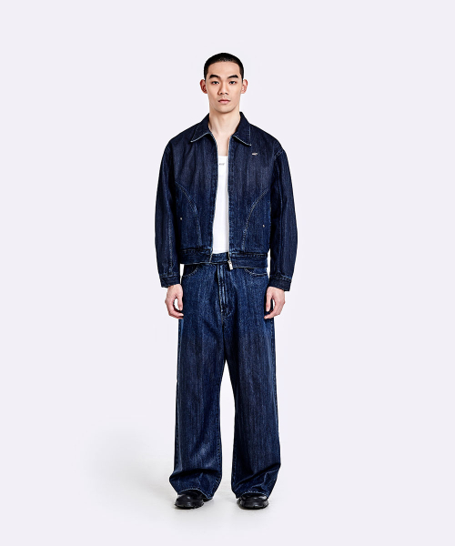 Coated gradation denim jacket - Deep Blue