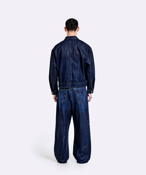 Coated gradation denim jacket - Deep Blue