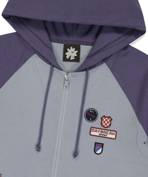 W Patch S/S Zip Up Hoodie Grey