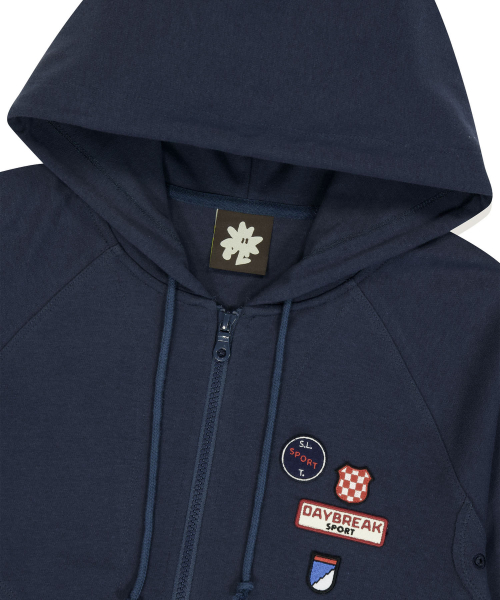 W Patch S/S Zip Up Hoodie Navy