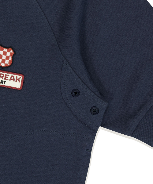 W Patch S/S Zip Up Hoodie Navy