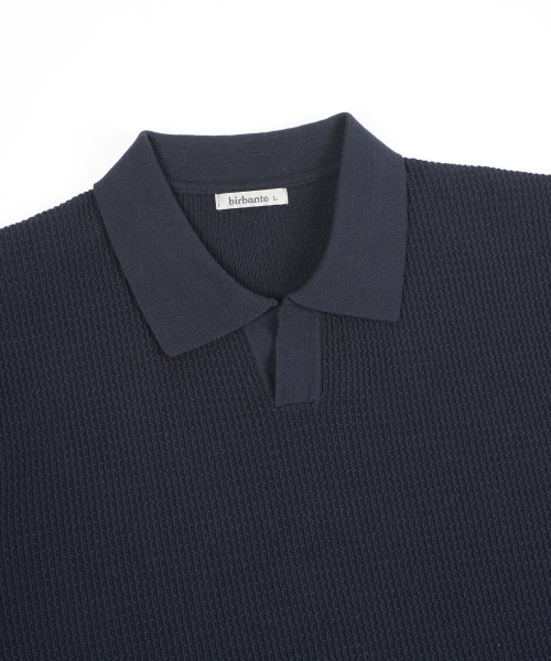Летний трикотажный джемпер-поло - Dark Navy