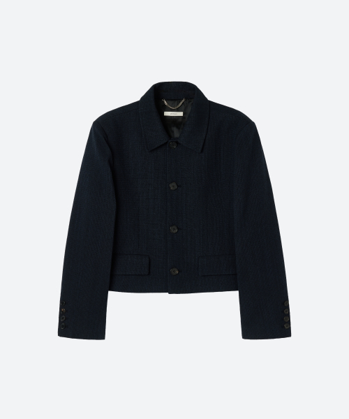 UNISEX, Tweed Crop Jacket / Navy