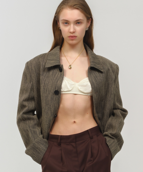 UNISEX, Tweed Crop Jacket / Beige Mix
