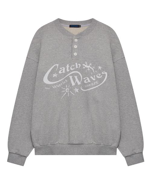 Свитшот Catch Wave с воротником хенли Melange Grey