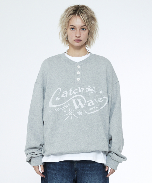 Свитшот Catch Wave с воротником хенли Melange Grey