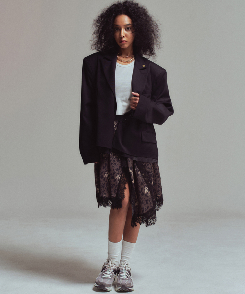 Wool Back slit tiger jacket Black