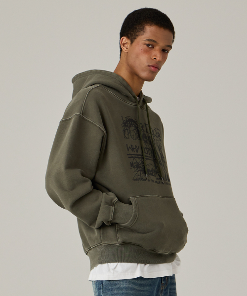Худи оверсайз COLLECTOR пигмент Khaki