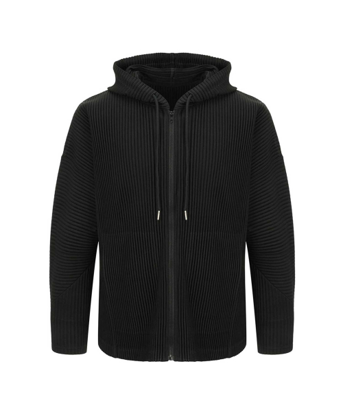 Плиссированное худи на молнии PS07X [Black]