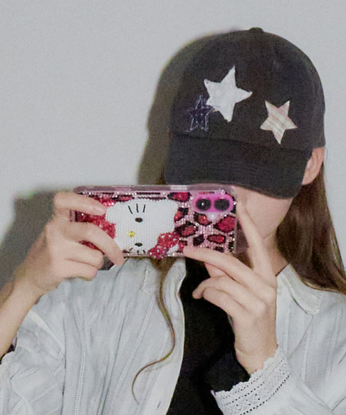STAR PATCH MIXED APPLIQUE BALL CAP CHARCOAL