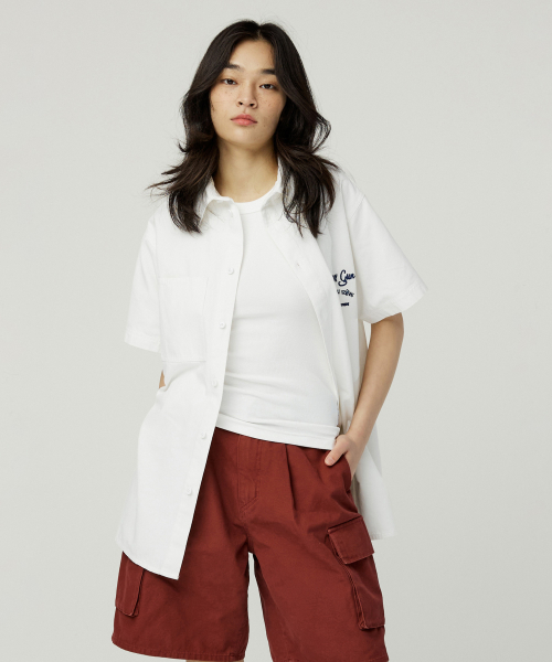Оверсайз рубашка Labor 2905 с вышивкой Navy, White