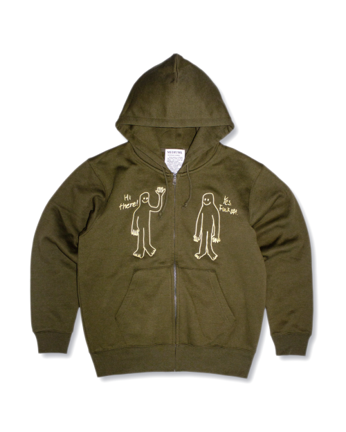 Greetings Zip Up Hoodie — Olive