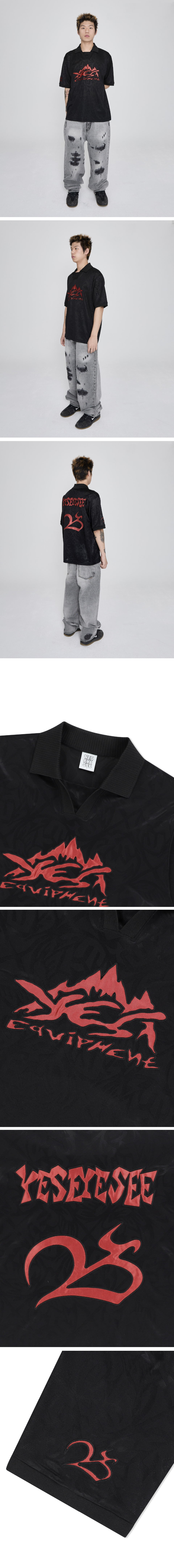 Y.E.S Jacquard Football Tee Black