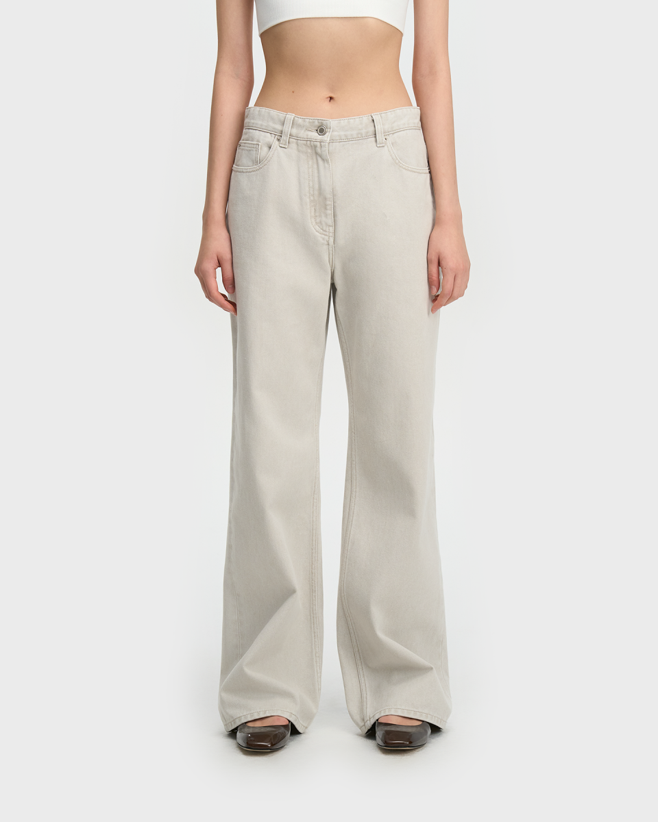 True Wide Denim Pants - Cream