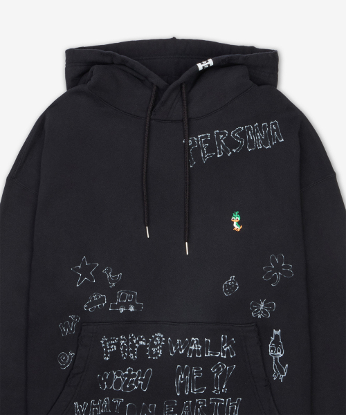 Рваное худи - Black / J14HD722BLACK