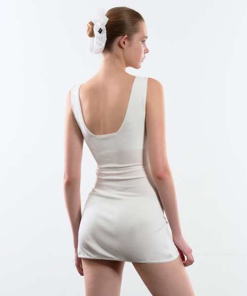 Shirring Cut-out One-piece Coverup (White)