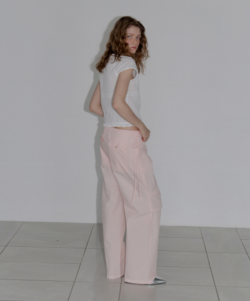 Широкие брюки с ремешком_Pink