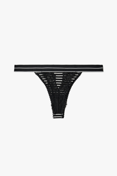 Женские стринги EMPORIO ARMANI UNDERWEAR в полоску с логотипом_Black 0825110530