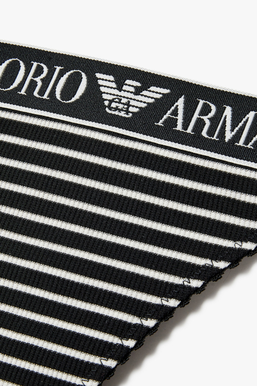 Женские стринги EMPORIO ARMANI UNDERWEAR в полоску с логотипом_Black 0825110530