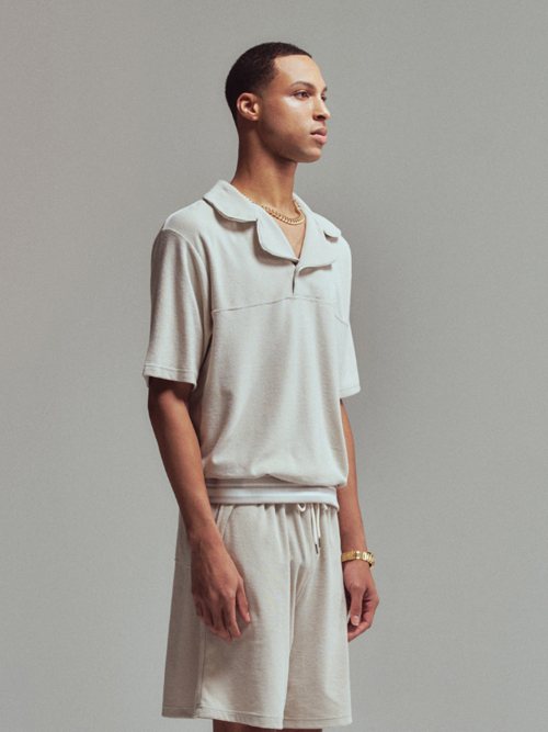 Men Towel collar t-shirt Gray