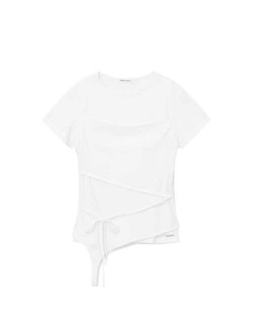 String layered knit top WHITE