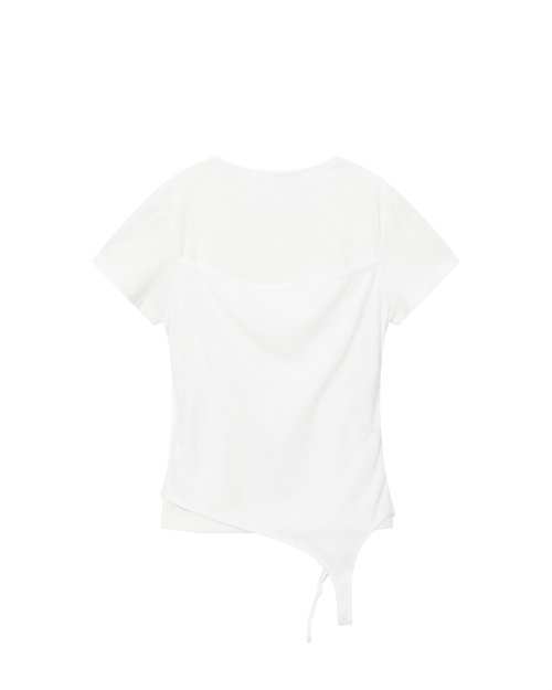 String layered knit top WHITE