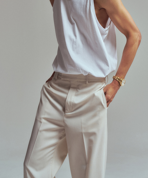 Men High waist slacks Ivory