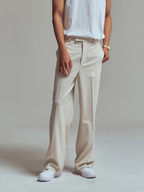 Men High waist slacks Ivory